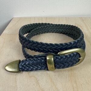 Blue Woven Braided Womens capezio Leather Belt Brass Hardware Bohemian M/L